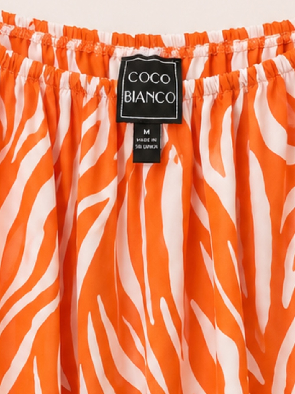 Coco Bianco Orange&White Off-Shoulder Blouse- Size Medium - Picture 3 of 6